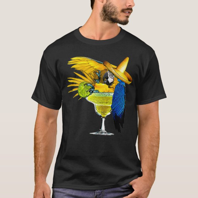 T-shirt Perroquet amusant dans Margarita Boire du verre (Devant)