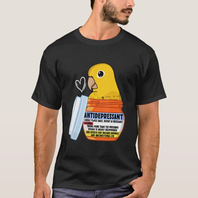 T-shirt Perroquet Antidépresseur Mignon I Conure Dorée (Devant)