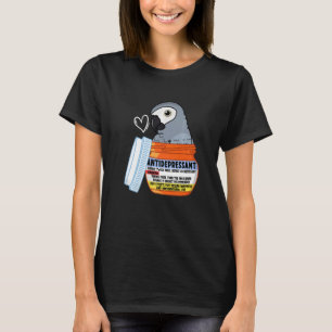 T-shirt Perroquet Antidépresseur Mignon I Gris Africain