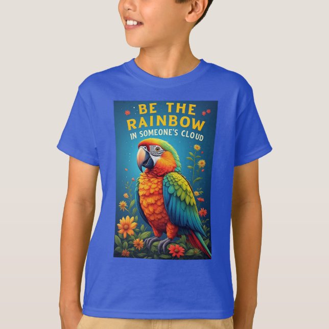 T-shirt Perroquet Arc-en-Ciel Coloré (Devant)