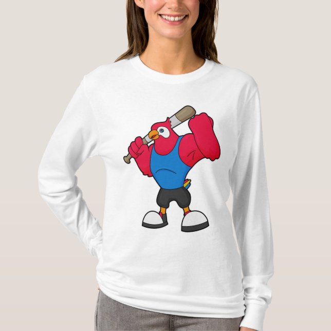 T-shirt Perroquet au baseball avec batte de baseball (Devant)