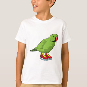 T-shirt Perroquet au patinage sur glace avec patins sur gl