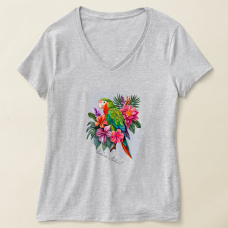 T-shirt Perroquet aux fleurs tropicales - Embrassez la nat