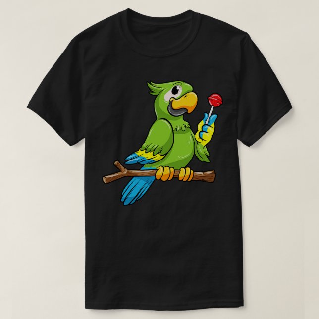 T-shirt Perroquet avec bec jaune et Lollipop (Design devant)