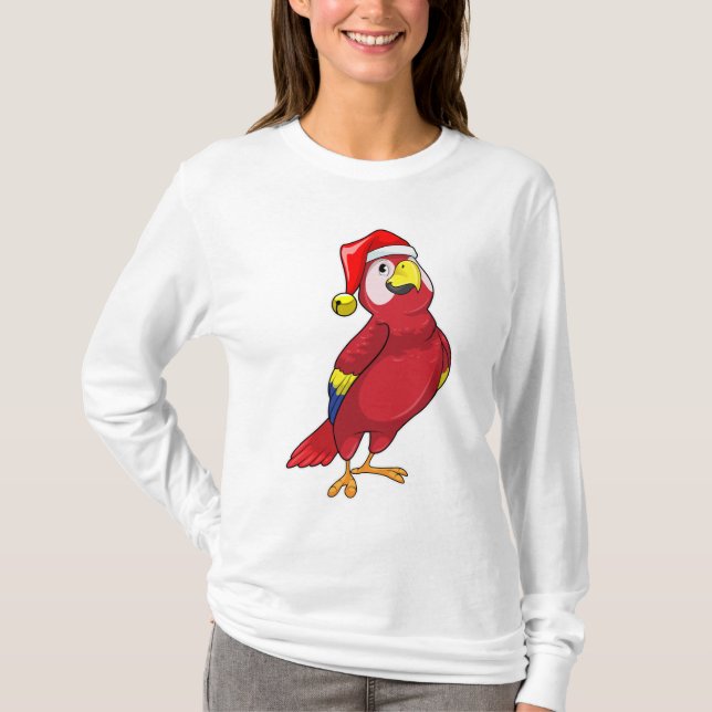 T-shirt Perroquet avec chapeau de Père Noël (Devant)