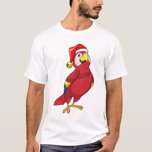T-shirt Perroquet avec chapeau de Père Noël (Devant)
