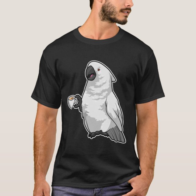 T-shirt Perroquet avec tasse de café (Devant)