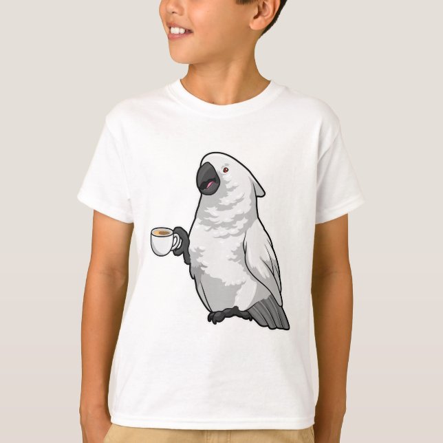 T-shirt Perroquet avec tasse de café (Devant)