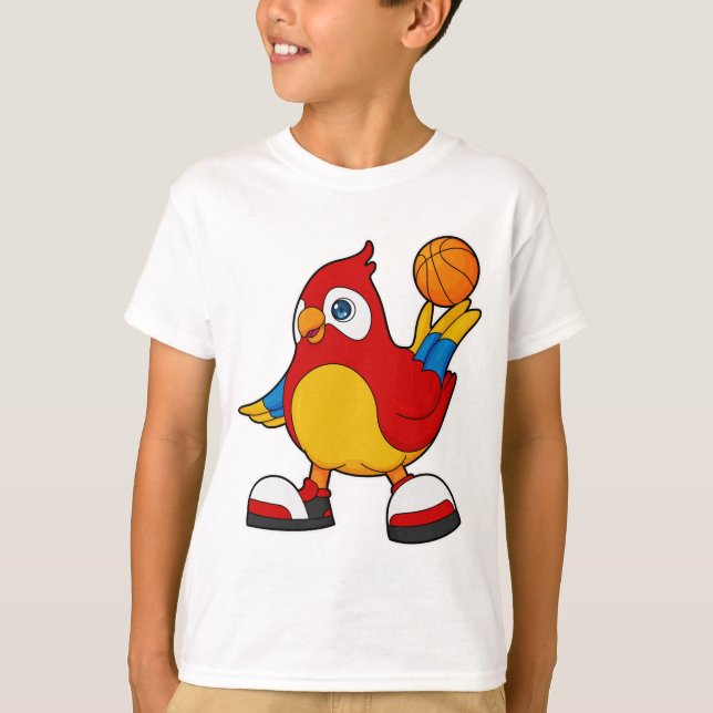 T-shirt Perroquet comme joueur de basket-ball avec basket- (Devant)
