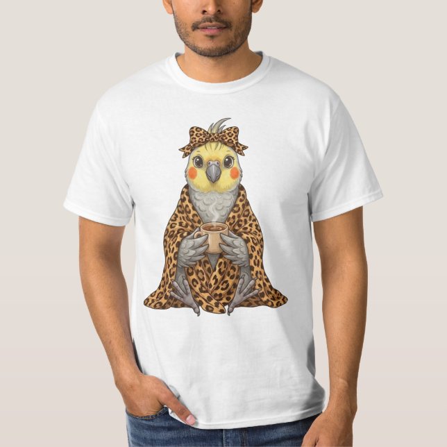 T-shirt Perroquet Cozy dans un Plaid Imprimé Léopard Café  (Devant)