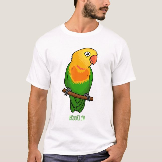 T-shirt Perroquet de dessin animé d'inséparable mignon (Devant)