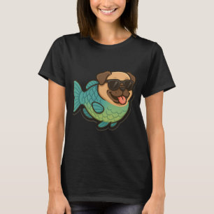 T-shirt Perroquet de Poisson avec une Tête de Pug Drôle