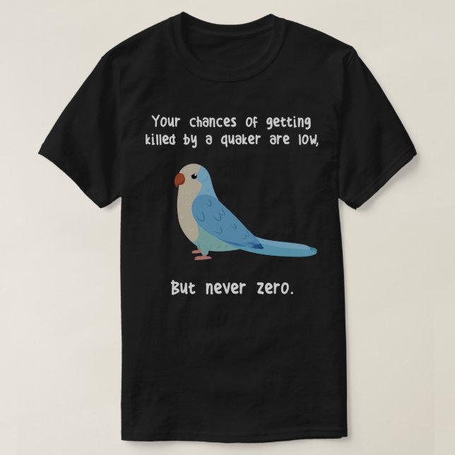 T-shirt Perroquet de Quaker bleu jamais zéro (Design devant)