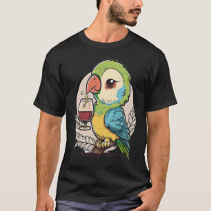 T-shirt Perroquet de vin buvant un verre de vin rouge