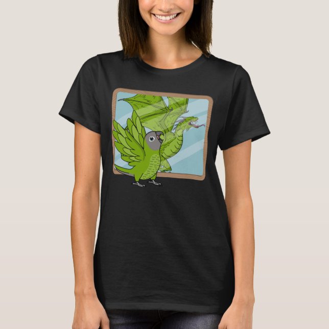 T-shirt Perroquet et dragon Réflexion I Dusky head Conure (Devant)