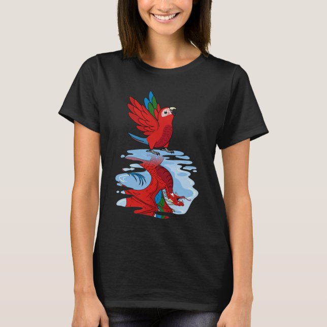 T-shirt Perroquet et dragon Réflexion I Vert aile Macaw (Devant)