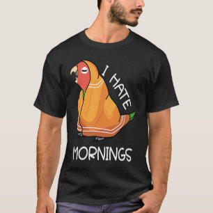 T-shirt Perroquet fatigué déteste les matins Je rosé vert