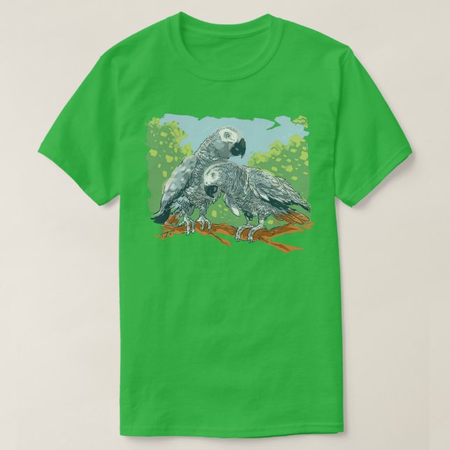 T-shirt perroquet gris 5 (Design devant)