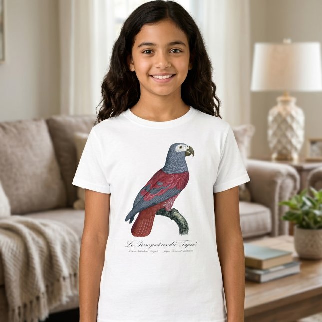 T-shirt Perroquet Gris du Congo Psittacus Erithacus Facteu (African Grey Parrot Red Factor Psittacus Erithacus. Girl Basic White T-Shirt)