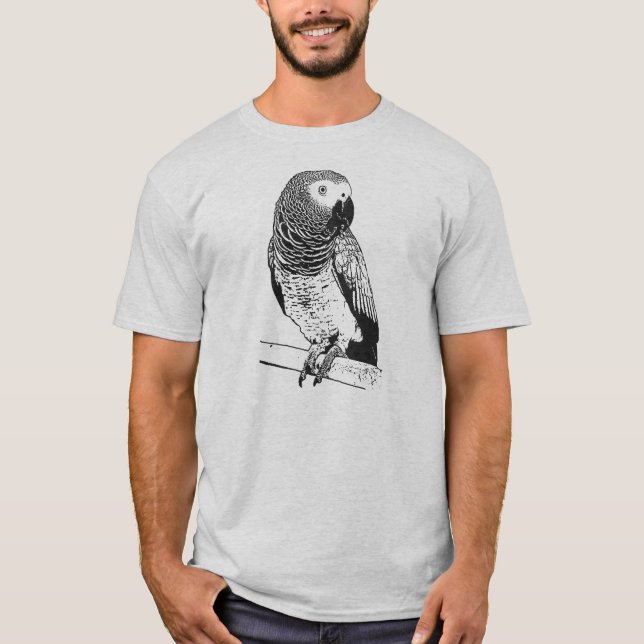 T-shirt Perroquet gris sur la chemise grise (Devant)