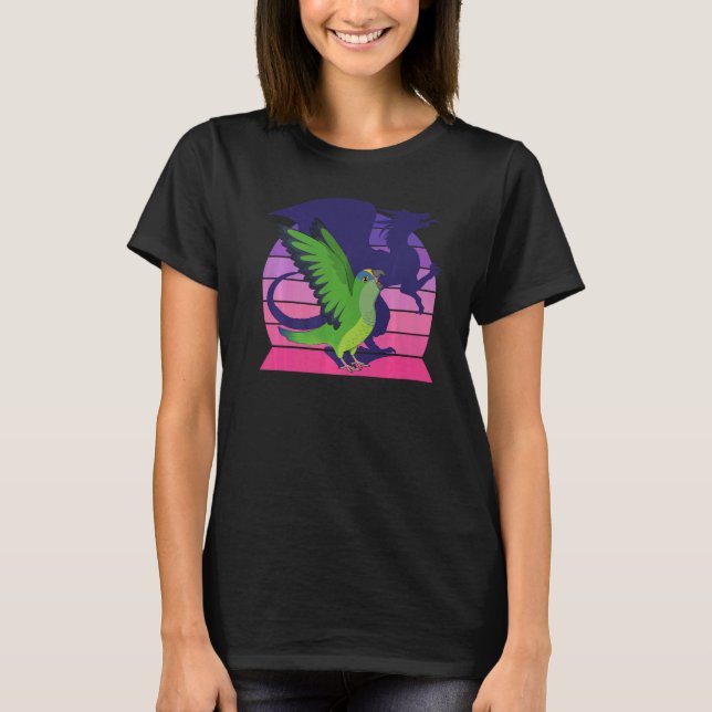 T-shirt Perroquet I Dragon ailé I Conure à front de pêche  (Devant)