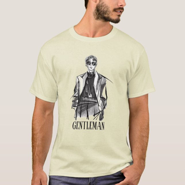 T-shirt perroquet léger avec design gentleman (Devant)
