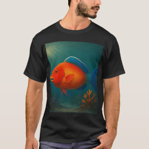 T-shirt Perroquet orange rouge dans un récif de corail