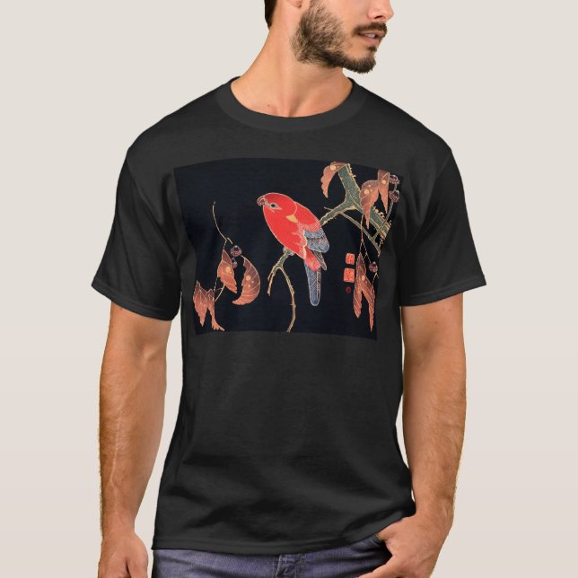T-shirt Perroquet rouge sur la branche d'un arbre par Ito  (Devant)