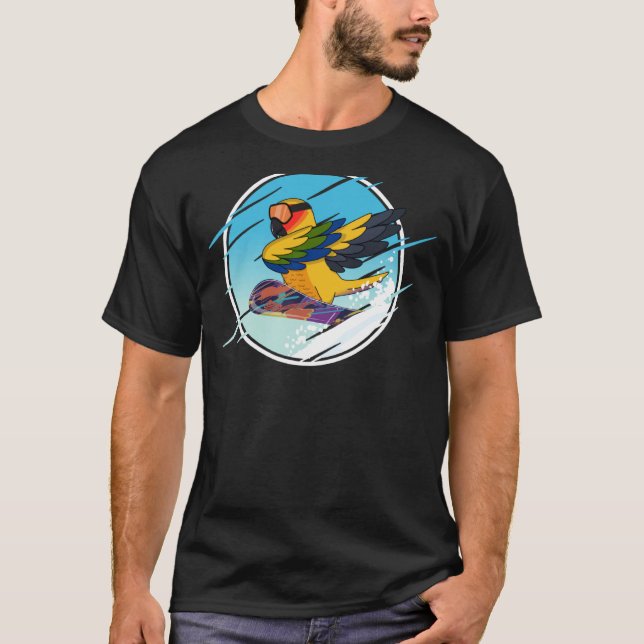 T-shirt Perroquet snowboard dabbing I Conure soleil (Devant)