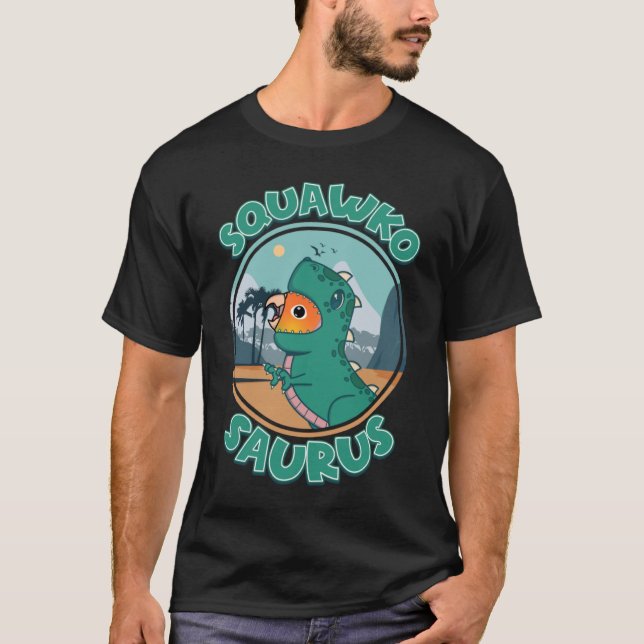 T-shirt Perroquet Squawkosaurus Rex I Joues Vertes Ananas  (Devant)