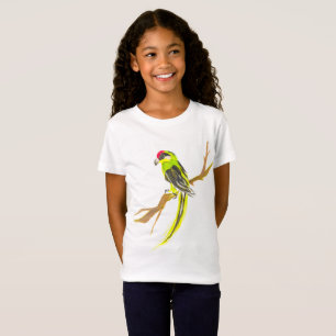 T-Shirt Perroquet sur une branche. Peinture aquarelle.