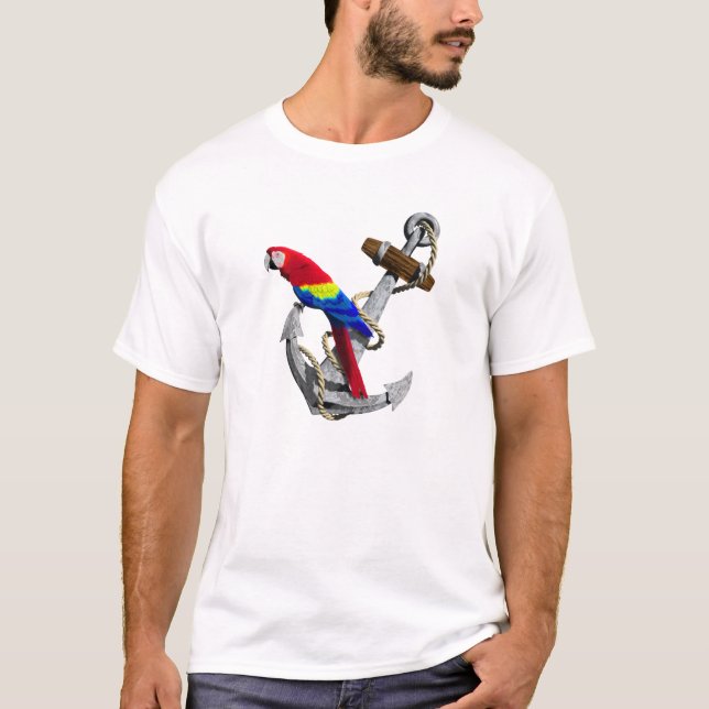 T-shirt Perroquet Tropical Et Ancre (Devant)