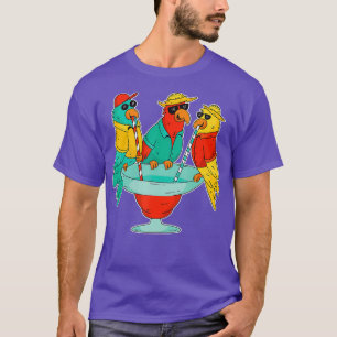 T-shirt Perroquets amusants Boire Oiseaux Hawaii Tropical