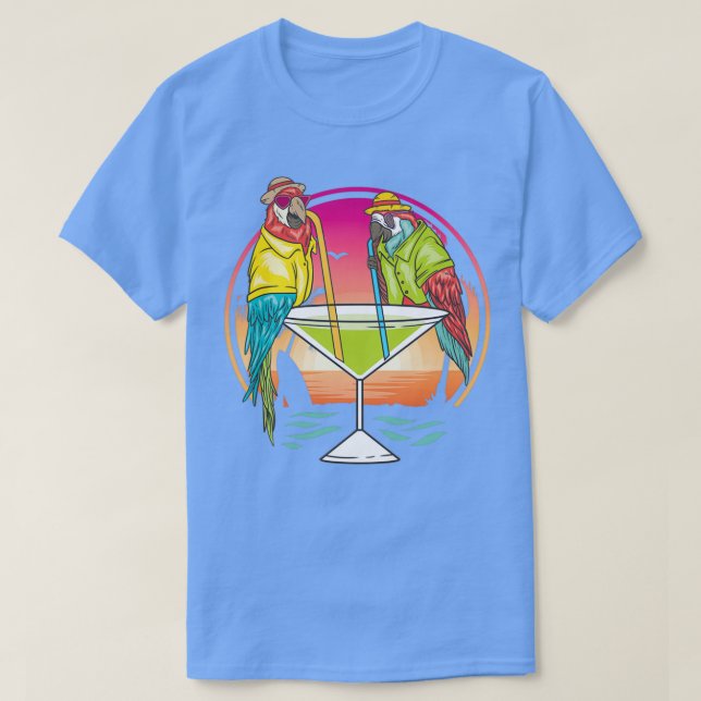 T-shirt Perroquets Boire Margarita Hawaiian Birds Cadeau (Design devant)