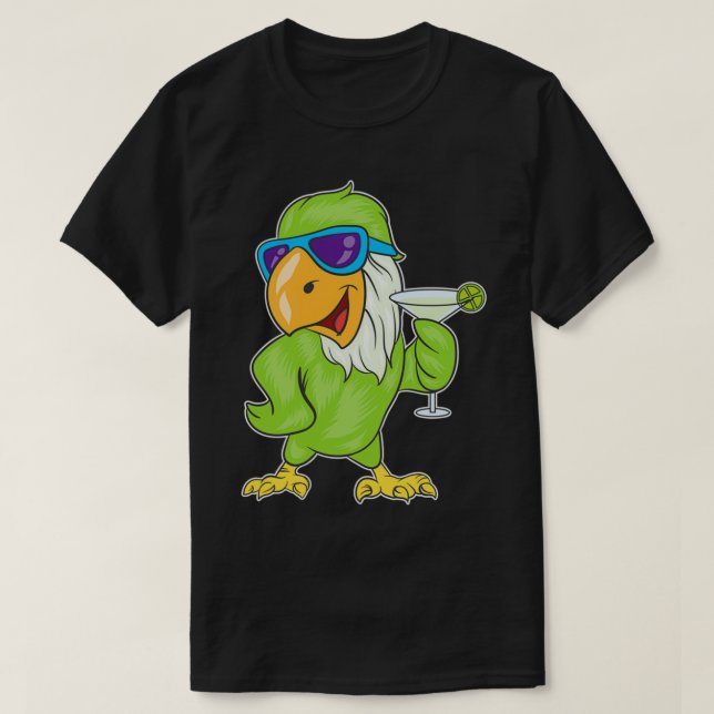 T-shirt Perroquets Boire Margarita Oiseaux hawaïens Don 1 (Design devant)