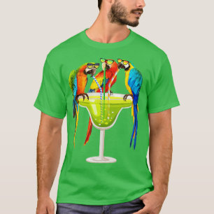 T-shirt Perroquets Boire Margarita Sur Les Oiseaux De Vaca