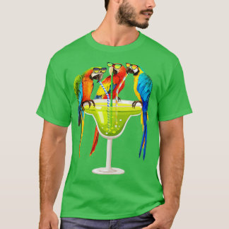 T-shirt Perroquets Boire Margarita Sur Les Oiseaux De Vaca