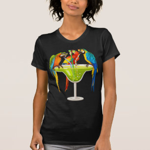 T-shirt Perroquets Boire Margarita Sur Les Oiseaux De Vaca