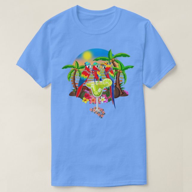 T-shirt Perroquets Boire Margarita Sur Les Oiseaux De Vaca (Design devant)