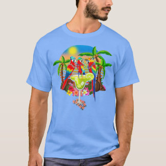 T-shirt Perroquets Boire Margarita Sur Les Oiseaux De Vaca