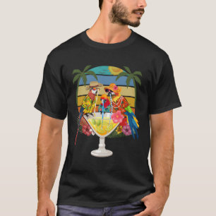T-shirt Perroquets Boire Margarita Sur Les Oiseaux De Vaca