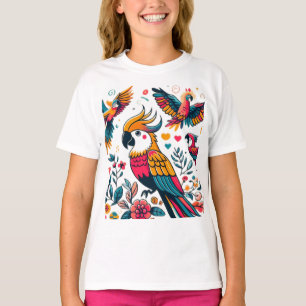 T-shirt Perroquets colorés Art tropical