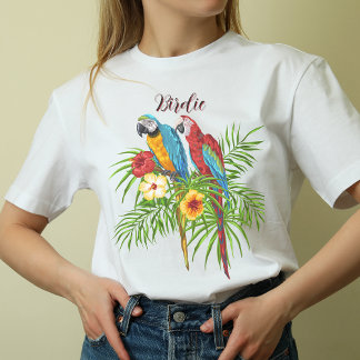 T-shirt Perroquets mignons personnalisés sur branche