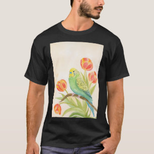T-shirt Perruche aux Tulipes Animaux Exotiques
