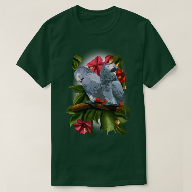 T-shirt Perruche de perroquet gris africain 1 (Design devant)