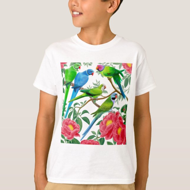 T-shirt Perruches et pivoines (Devant)