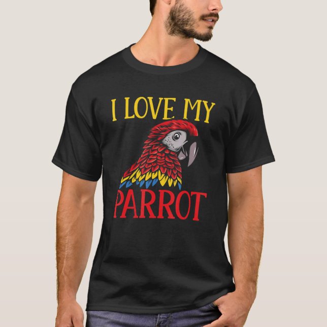 T-shirt Perruque de perroquets J'aime mon perroquet Macaw (Devant)