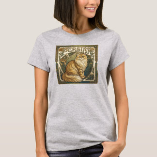 T-shirt Persian Cat Art Nouveau – Elegant Vintage Cat Art 