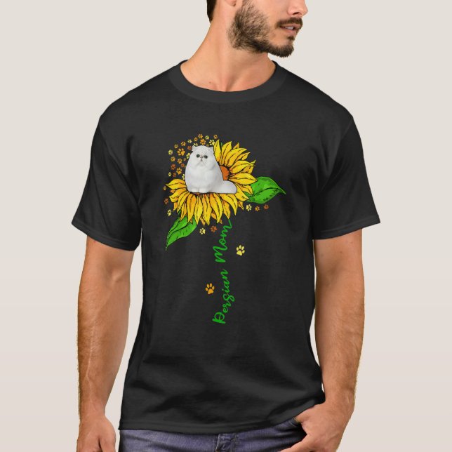 T-shirt Persian Mom Cute Cat On Sunflower Paws Lover Mothe (Devant)