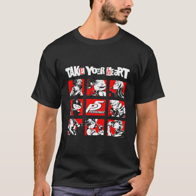 T-shirt Persona 5 caractères Carrés (Devant)